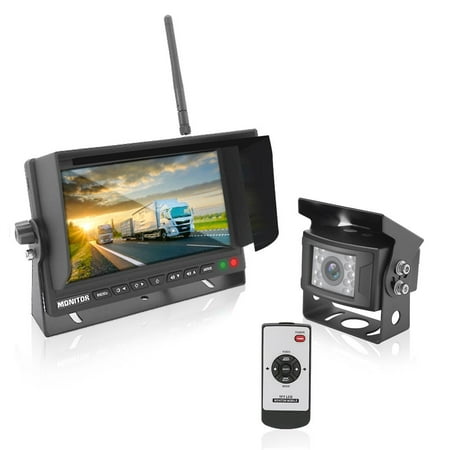 PYLE PLCMTR78WIR - 2.4Ghz Vehicle Camera & Video Monitor System with Wireless Video Transmission, Waterproof Rated Cam, Night Vision, 7’’ -inch Display (for Bus, Truck, Trailer, (Best Rated Wireless Surveillance Camera System)
