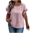 thumbnail image 1 of Liquidation d'Économies! Hauts Oversize pour Femmes en Liquidation, Hauts Blouse d'Été pour Femmes, T-shirt à Manches Courtes Décontracté Uni de Printemps pour Femmes Grande Taille, Haut/chemise à Manches Courtes à Col Rond, 1 of 5