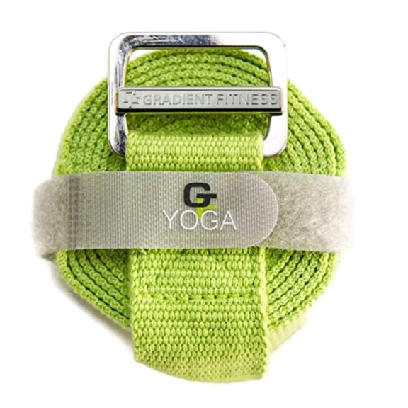 Gradient Fitness Yoga Strap, Easy-Feed Buckle, Polyester Webbing, Free E-Guide (Green, 8'L x 1.5"W)