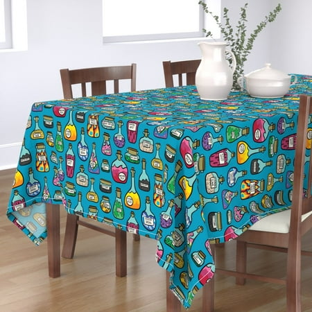 

Cotton Sateen Tablecloth 70 x 108 - Kid Friendly Potions Kids Fantasy Halloween Alchemy Colorful Funny Witch Wizard Print Custom Table Linens by Spoonflower