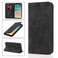 thumbnail image 1 of TECH CIRCLE Wallet Case for Apple iPhone X,iPhone XS,Full Protection Plain Leather Magnetic Flip Kickstand RFID Blocking ID Credit Card Slots Phone Case Cover,Black, 1 of 10