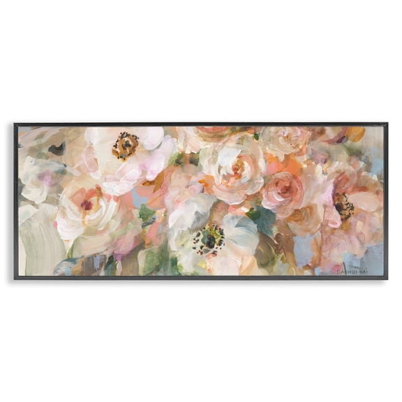 Stupell Industries Modern Blushing Flower Bouquet Black Framed Giclee Art, 24 x 10, by Danhui Nai