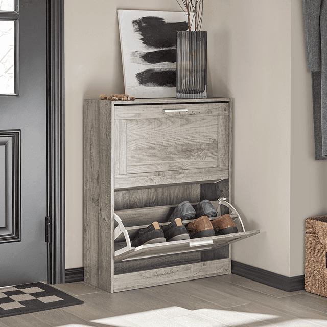 SoBuy FSR137-HG, Grey 2 Drawers Shoe Cabinet Shoe Rack Shoe Storage Cupboard Organizer Unit