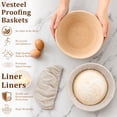 thumbnail image 3 of Vesteel Bread Proofing Basket Set of 2, 9 inch Round Banneton Bread Baking Baskets with Liner, Baking Supplies Tools Included for Fermenting Baking Dough, 3 of 8