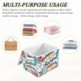 thumbnail image 6 of Yayeee Collapsible Cube Storage Bin with Lid Fabric Closet Decorative Basket with Handles, Yellow Sardines Pattern, 6 of 7