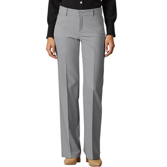 Ediodpoh Solid Comfort with Flex Motion High Waist Fashion Straight Leg Casual Womens Pants Grey XXL