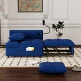 thumbnail image 2 of Leumius Folding Sofa Bed, 3 Lengths Available, Modern Sofa Velvet Pull-Out Bed, Loveseat with Adjustable Backrest, USB Port and Rotating Phone Holder, Blue., 2 of 8