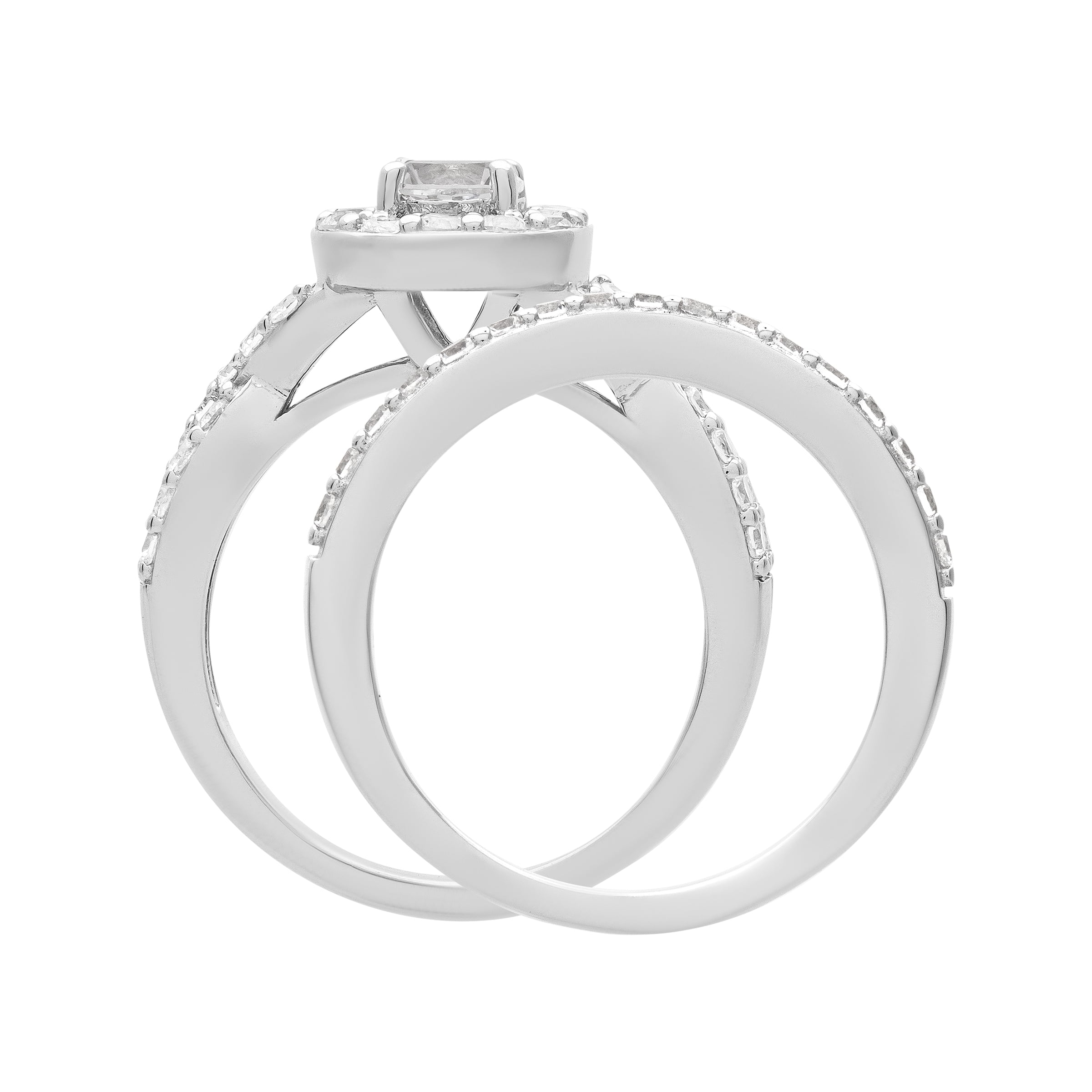 Keepsake 1 1/2 Carat TGW Created White Sapphire "Serena Gem" Women's Bridal Set in Sterling Silver