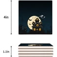 thumbnail image 3 of RYLABLUE Halloween Black Castle and Cat Set of 4 Coaster for Drinks, Absorbent Ceramic Stone Coasters Cup Mat with Cork Base for Home Kitchen Room Coffee Table Bar Decor, 3 of 4