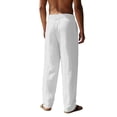 thumbnail image 6 of PNTUTB Men's Solid Color Linen Pleated Casual Loose Comfort Elastic Waist Drawstring Straight Leg Pants with Pockets, 6 of 6
