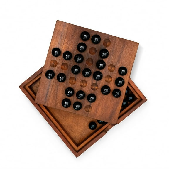 Iron & Glory Solitaire Game | Wooden Puzzle Board | Brain Teaser for Adults