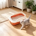 thumbnail image 4 of Plastic Cat Litter Box,12.2x8.3x6.3 Inch Open Top High-Sides Litter Pan Including Scoop,Large Odor-Free Low Entrance for Senior & All Cats,Orange, 4 of 7