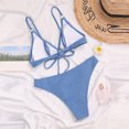 thumbnail image 2 of Abcnature Women's Bikini Swimsuits Sets, Thong Bikini Sets Bikini Two Piece Filled Soild Beachwear Swimwear Bikini Sets for Women Blue M, 2 of 4