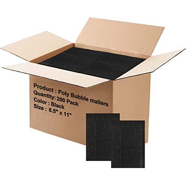 Pack of 200 Black Poly Bubble mailers 8.5 x 11 Padded envelopes 8 1/2 x