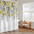 thumbnail image 4 of Spring Summer Flowers Shower Curtain, Vintage Watercolor Yellow Floral Grey Leaf Plant Waterproof Shower Curtain Set with 12 Hooks Lightweight Bath Curtains Fabric Bathroom Decor 72x78 Inches, 4 of 9