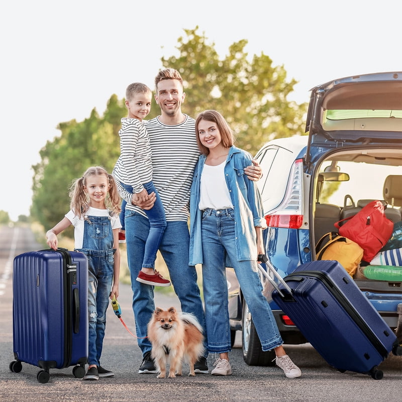 Gowill 3 Piece Hardside Luggage Set 27/23/19 inch Hardshell Lightweight Spinner Wheels Carry-on and Checked Suitcase.Navy Blue