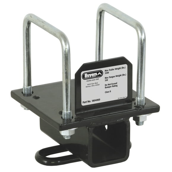 Buyers Trailer Hitch Rear 1804060 RV Bumper Mount; Mounts To 4 Inch tube Bumper; Class II/2 Inch Receiver; 3500 Pound Gross Trailer Weight/350 Pound Vertical Load Capacity