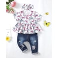 thumbnail image 2 of 18 Months Girl Clothes Toddler Girls 24 Months Clothes Summer Outfits Ruffle Butterfly Tops Denim Jeans Pants Set 18-24 Months Girls Clothing Spring, 2 of 6