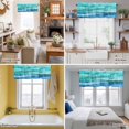 thumbnail image 6 of Rod Pocket Window Valances Abstract Marble Ombre Blue Ocean Wave Short Kitchen Curtains Nautical Coastal Sea Window Treatment Drapes for Bedroom Bathroom Living Room 42x18In,1 Panel, 6 of 9