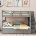 thumbnail image 2 of JERFIT Full-Over-Full Bunk Bed with Twin Trundle, Staircase with Storage Drawers, Guard Rail, Solid Wood Frame for Space Saving, 2 of 10