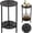 Matte Black Floral, variant on 2-Tier Metal Round Side Table Black Accent Coffee Tables Small Space Corner Plant Stand Shelf for Indoor Outdoor Use Patio Balcony End Table Laser-Cut Floral Pattern Weather-Resistant