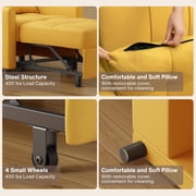 Aiho 3-in-1 Convertible Sleeper Chair Bed, Multi-Functional Lounge Futon Chair with Side Pocket, Space Saving Indoor Sofa Bed for Living Room, Bedroom, Apartment & Guest Room, Yellow