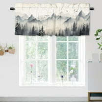 Gray Forest Printed Window Curtains Valances for Kitchen Rustic Nature Black White Pine Trees Rod Pocket Valances for Bedroom Living Room Dining Room 54 by 18 in, 1 Panel