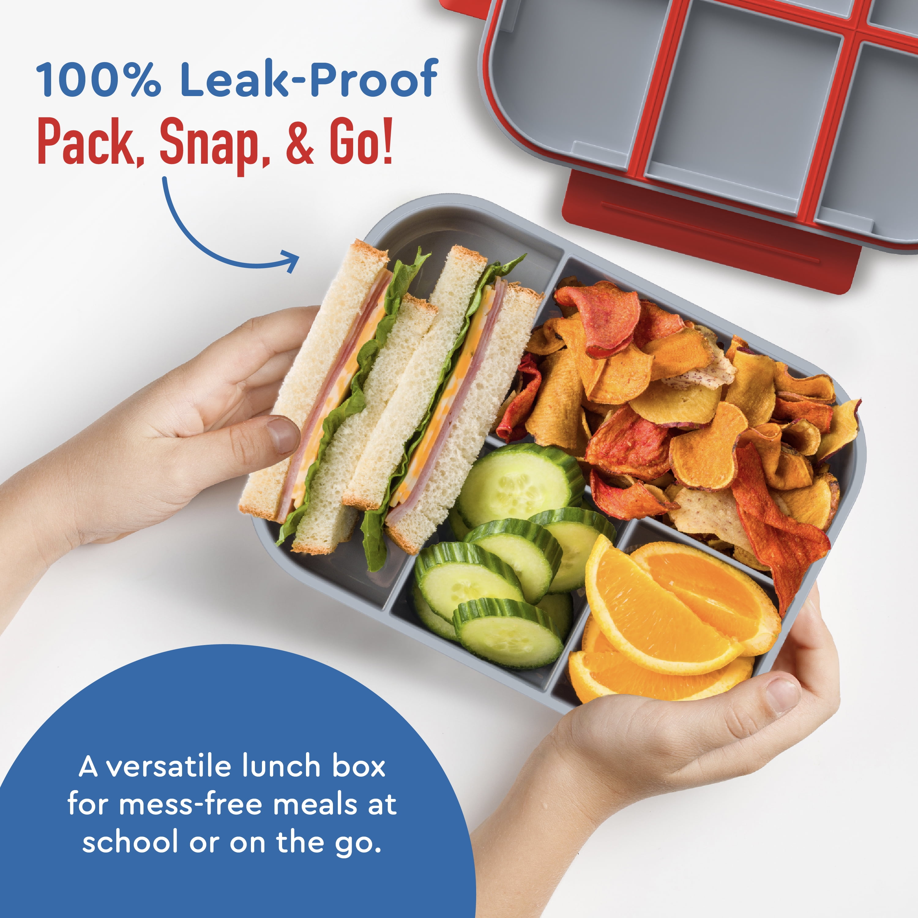 Bentgo Kids Snap & Go Leak-Proof Lunch Box - Trucks, Leak-Proof Bento Lunch Box for Kids, Durable, BPA-Free, Dishwasher Safe, Perfect for School Lunches