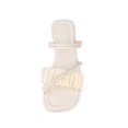 thumbnail image 5 of BLISSFUL STEP Women's Strappy Pearl Strap Pleated Flat Slide Sandals White (Size 7.5), 5 of 7