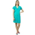 thumbnail image 2 of Bimba Womens Aqua Blue Long Shirt Getting Ready Buttondown Night Sleepdress-4, 2 of 9