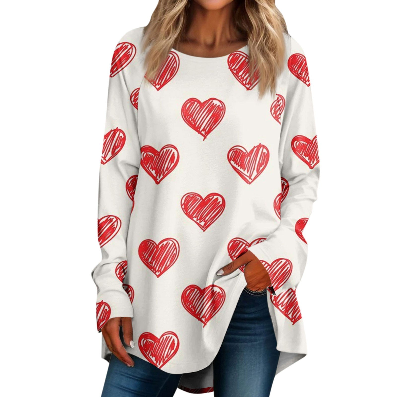 Rvidbe Valentines Day Shirts Women,2024 Heart Long Sleeve Crewneck Spring  Pullover Tops Trendy Valentines Shirts for Women [Video] [Video]