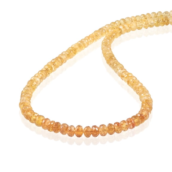 Imperial Topaz Gemstone Beaded Natural Gemstone Necklace for Women 925 Sterling Silver Handmade Jewelry for Women - 50 CM