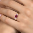 thumbnail image 4 of Gem Stone King 18K Yellow Gold Plated Silver Red Created Ruby and Pink Lab Grown Diamond Engagement Ring for Women | 2.00 Cttw | Round 6MM | Gemstone July Birthstone | Size 7, 4 of 6