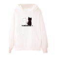 thumbnail image 2 of Sudadera con capucha Yinane Manga Larga Estampado de Gato XL Blanco, 2 of 4