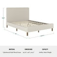thumbnail image 6 of Martha Stewart Britta Full Upholstered Platform Bed with Rounded Headboard, Piped Detailing and Cushioned Siderails, Wood Slat Bottom, No Box Spring Needed, Beige, 6 of 11