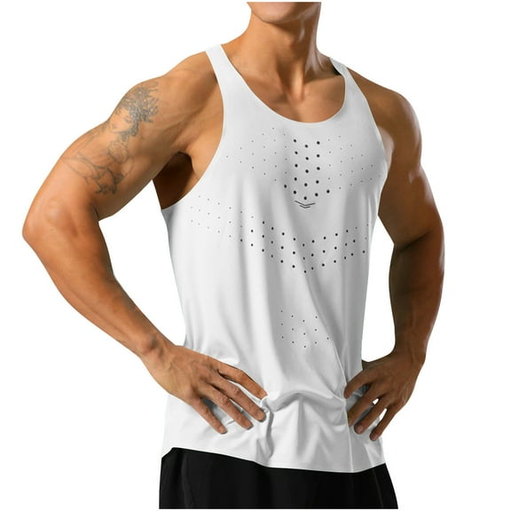 asjyhkr Athletic Tank Tops Men Stretch Mesh Lightweight Crew Neck Sleeveless Gym Running Workout Shirts