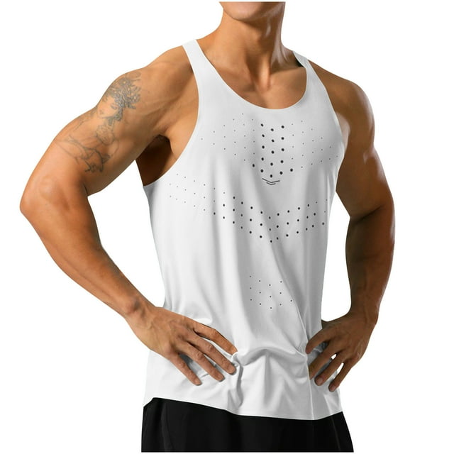 Timegard Chemises pour Hommes Col Rond Sans Manches Respirant T-Shirt d'Entraînement Course Décontracté Ajusté