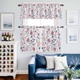 thumbnail image 2 of Cherry Blossoms Kitchen Curtains Valances and Tiers Set of 3 Pink Flower Blue Leaf Garden Wildflower Tier Curtains and Valance with Rod Pocket for Small Windows, 27.5"x24", 2 of 9