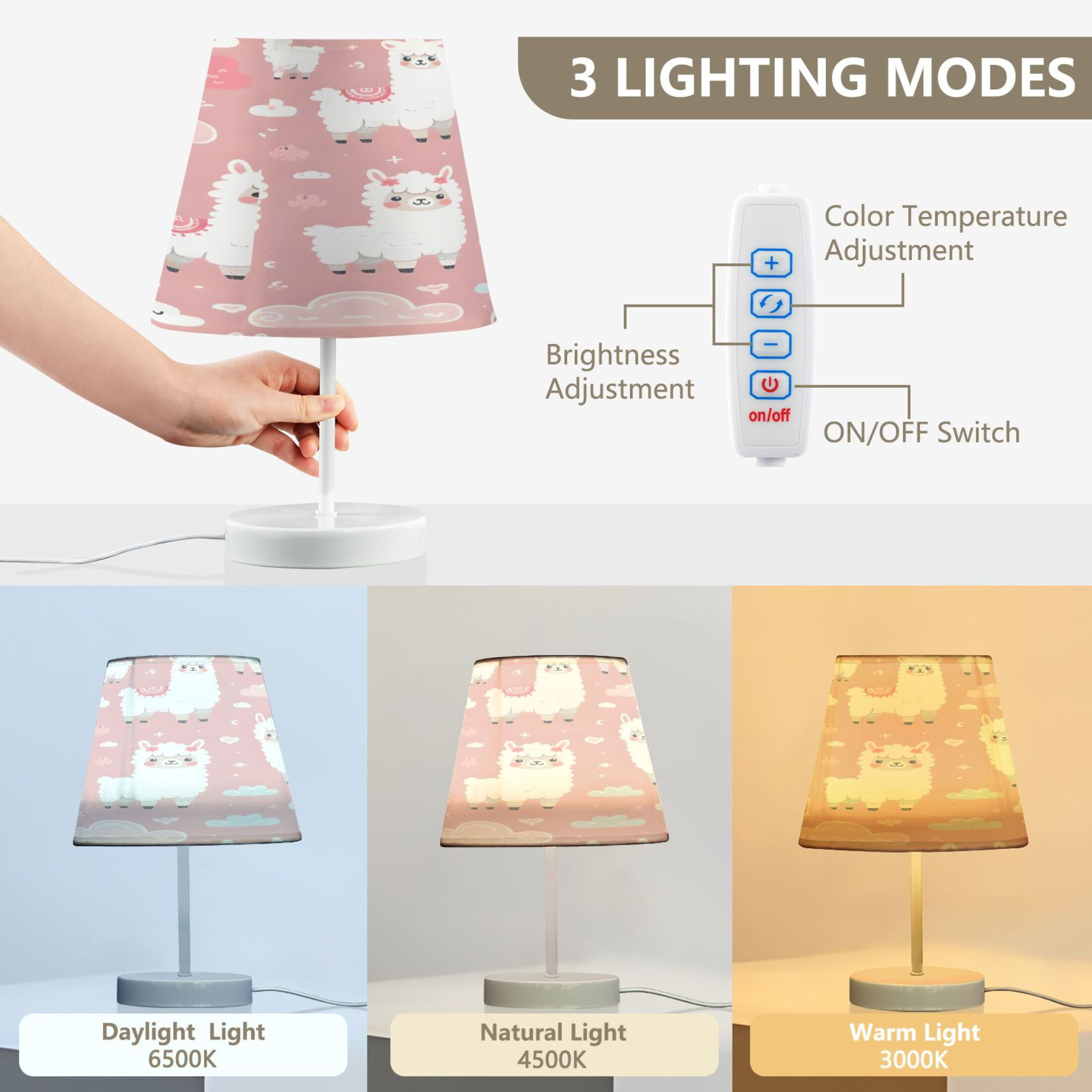 Funny Llama and Clouds Desk Lamp LED Table Nightstand Lamps with 3 Color Temperatures for Home Bedroom Living Room Decor 8x12