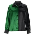 thumbnail image 4 of Lenpel Button down Shirts for Women Trendy Long Sleeve Collared Color Block Business Casual Tops Loose Work Blouses(Green,Medium), 4 of 5
