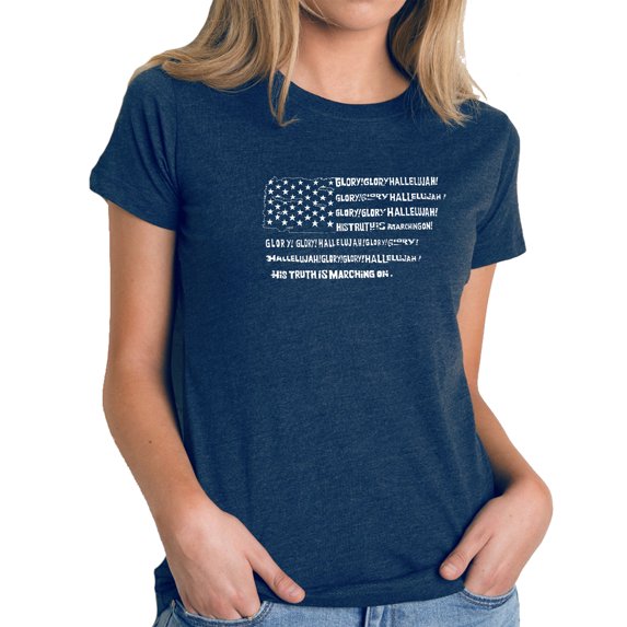 Women's Premium Blend Word Art T-shirt - Glory Hallelujah Flag