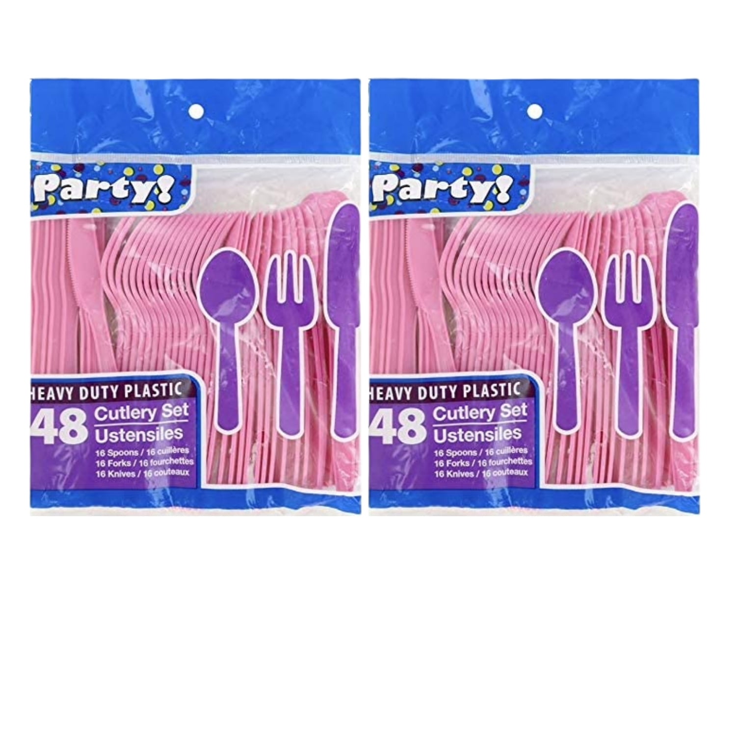 Cutlery Set Disposable Plastic Utensils 32 Spoons, 32 Forks & 32 Knives