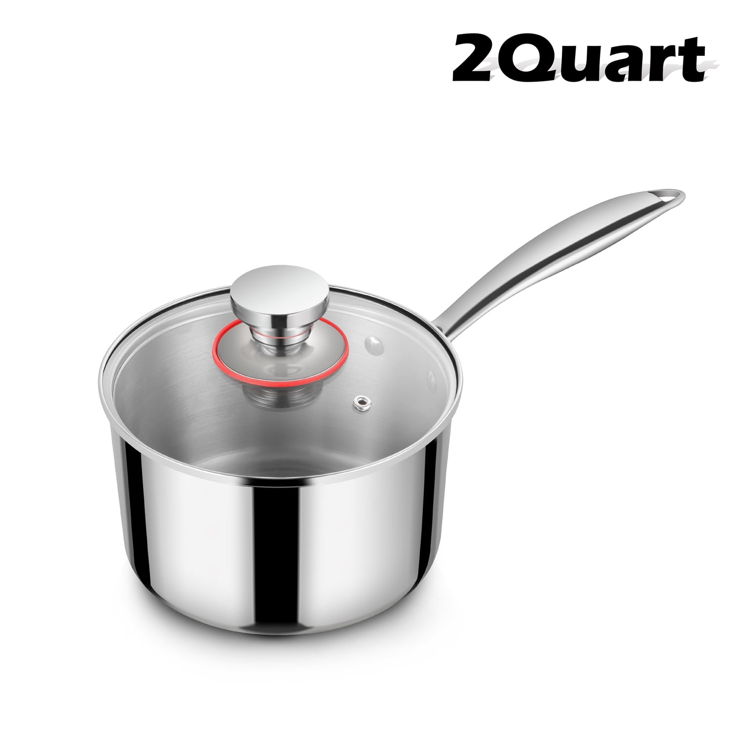 Walchoice 2 Quart Saucepan with Glass Lid, TriPly Stainless Steel Milk