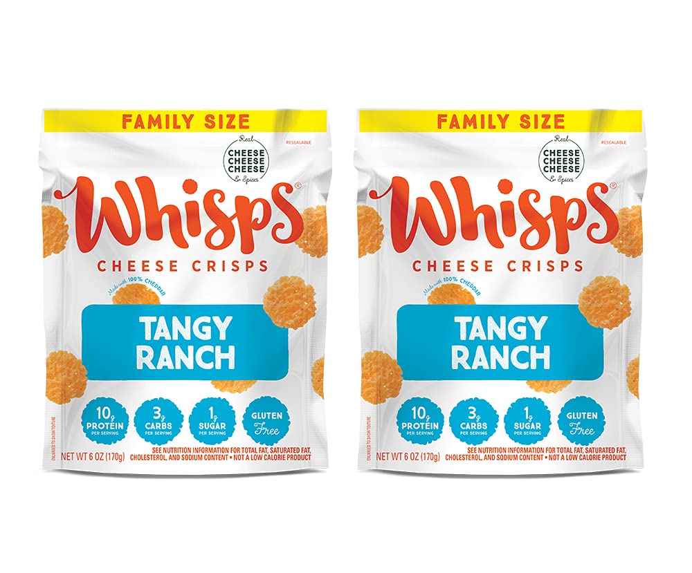 Whisps Cheese Crisps Tangy Ranch Cheese Snacks, Keto Snacks, 10g of