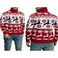 thumbnail image 4 of Couples Chandails de Noël Mignons Imprimé Elk Col Roulé Chandail Tops, 4 of 5
