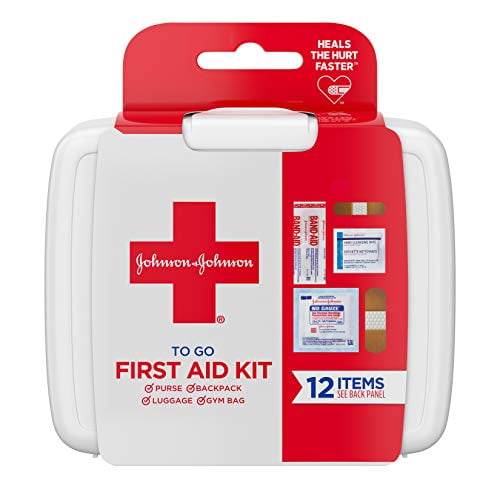 Johnson & Johnson First Aid To Go! Essential Emergency First Aid Travel Kit, 12 pieces