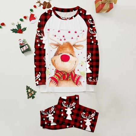 

TWIFER Christmas Family Clothes Matching Family Christmas Deer Pajamas Pjs Women Men Plaid Clothes Holiday Sleepwear