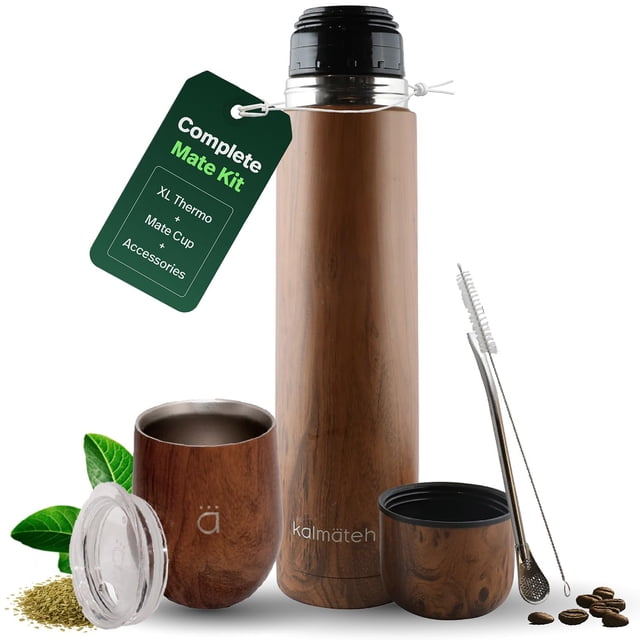 Set de Mate Kalmateh Calabaza 230 ml y Botella Térmica 1000 ml