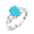 thumbnail image 2 of Gem Stone King 1.50 Ct Oval Green Turquoise 925 Sterling Silver Ring, 2 of 4