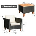 thumbnail image 2 of Gymax 3PCS Cushioned Patio Conversation Furniture Set w/ Wooden Table Top & Feet, 2 of 10